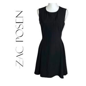 Z Spoke Zac Posen Fitted Pleated Flare Skirt Sleeveless Black Party Dress Size 2